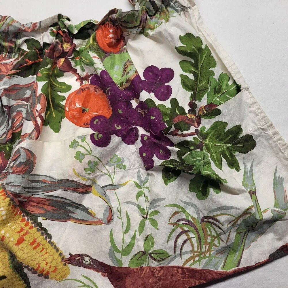 Handmade Fall Harvest Gathering Half Apron 100% Cotton 4 Large Pockets